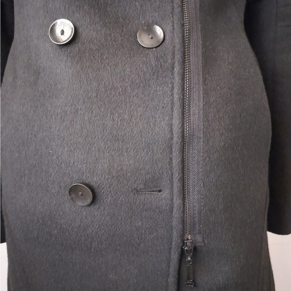 Only True Collection Streetwear Black Double breasted Hooded Wool blend Pea Coat - Picture 15 of 15